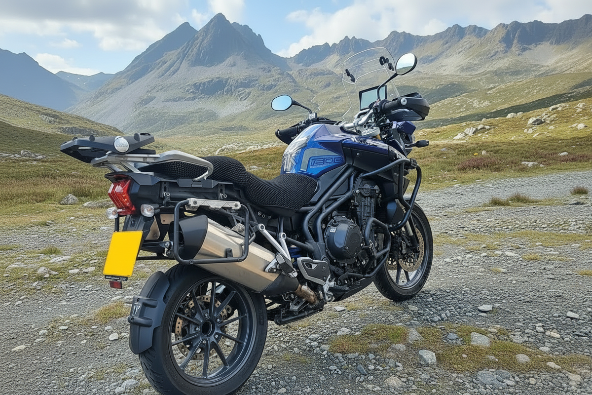Motorbike with yellow block over number plate